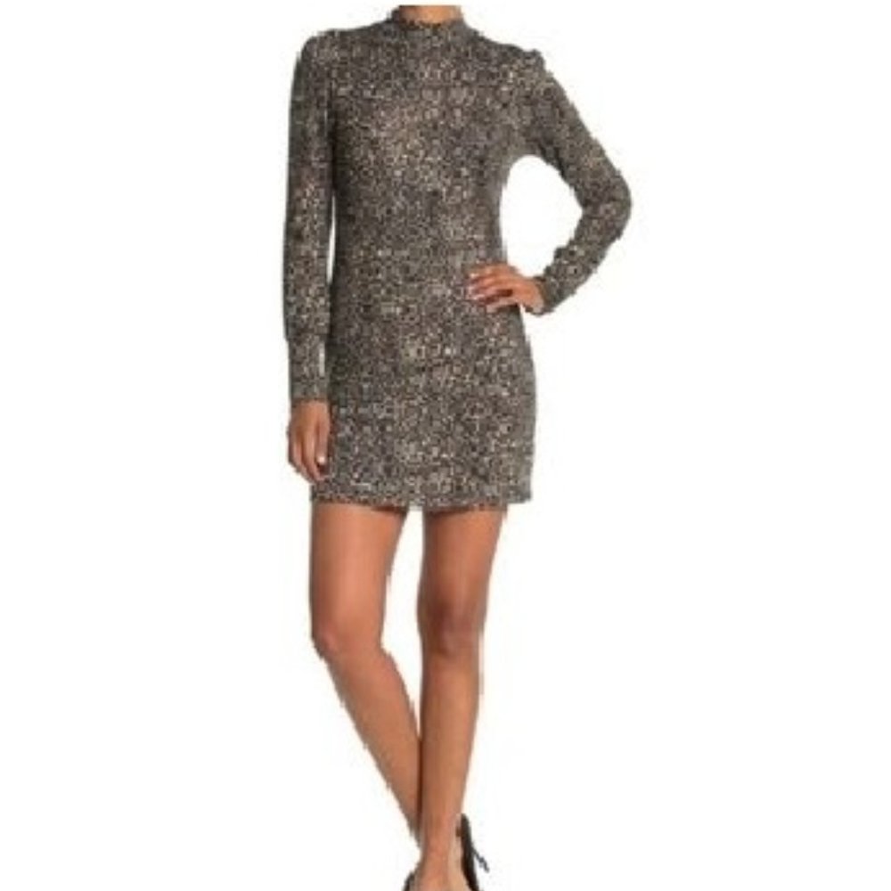 NWT Abound Women's Rolled Neck Long Sleeve Animal Print Dress Size M $60 X207